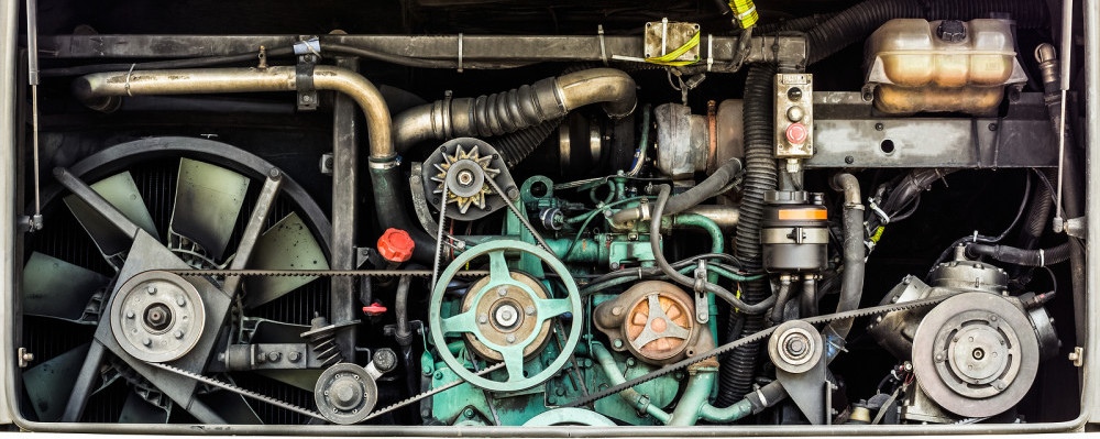 A Bus Engine Detail, Close Up Engine Background