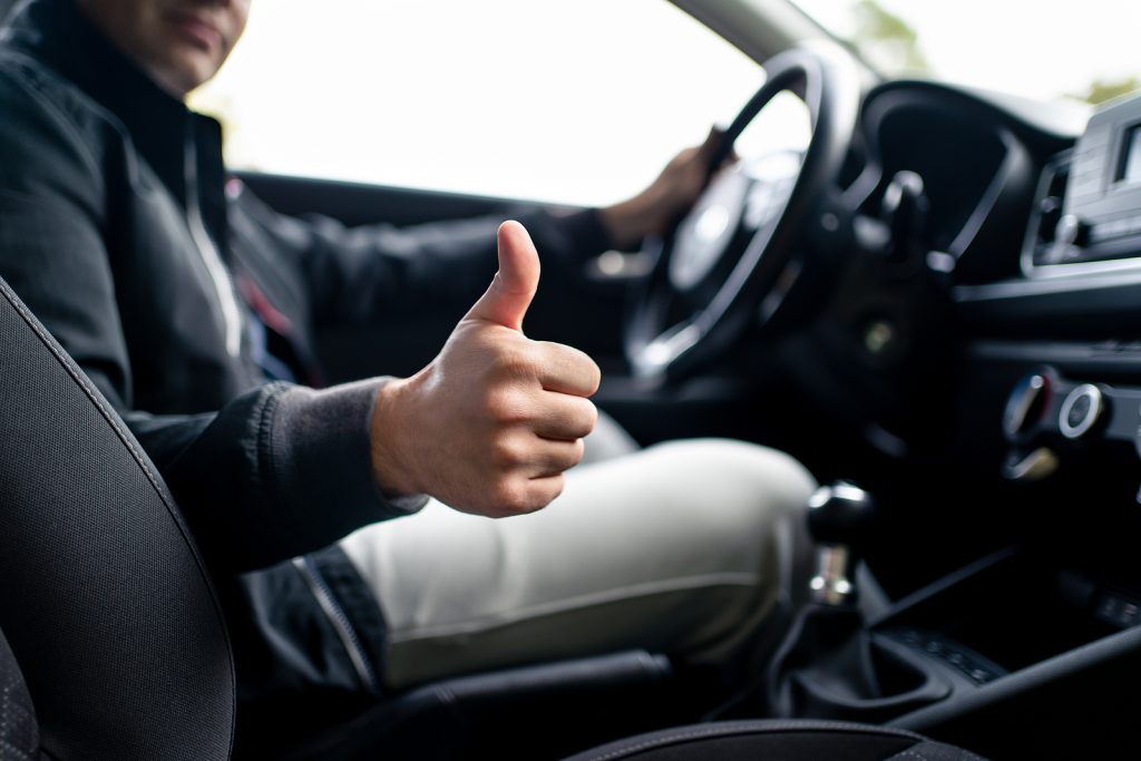 Happy Driver In Car